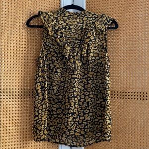 Who what wear leopard ruffle sleeveless top